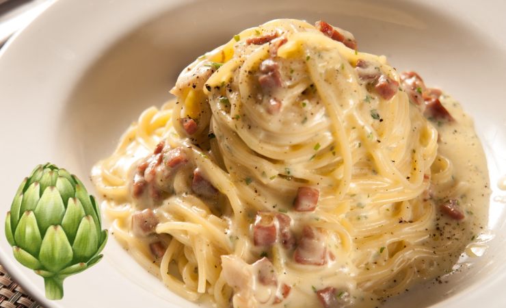 Pasta carbonara carciofo 